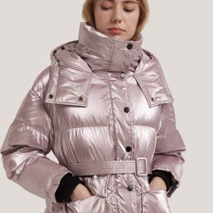 Hooded Belted Down Puffer Jacket